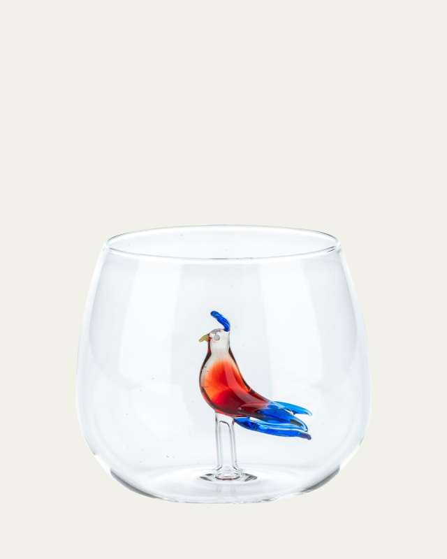 Red Bird Round Glass